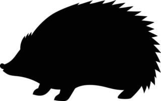 Hedgehog silhouette, walking, isolated, transparent background, sharp quills, vector