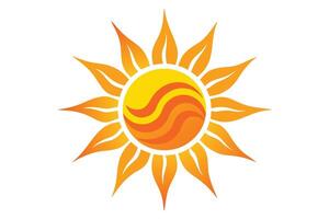 Stylized Sun Icon with Wavy Lines and PetalLike Rays on White Background vector
