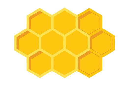 Honeycomb Structure Illustration, Golden Hexagons Pattern on White Background vector