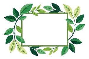 Green Rectangular Surrounded by Lush Greenery on a White Background vector