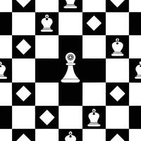 Black and White Chessboard Pattern with Chess Pieces Repeated Seamlessly vector