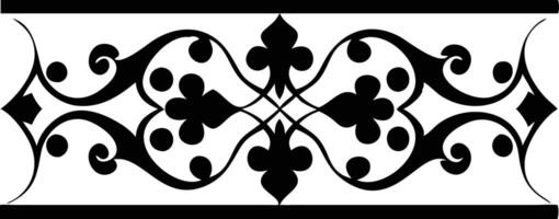 Decorative Black and White Flourish Border Ornament with Floral Elements Pattern vector