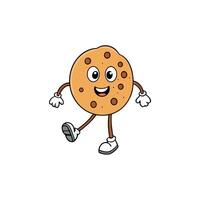 Cheerful Chocolate Chip Cookie Character Walking on Transparent Background vector