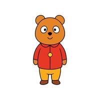 Cheerful Cartoon Bear Character in Red Jacket, isolated on Transparent Background vector