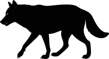 Wolf Silhouette Walking Art on Transparent Background Design Element vector