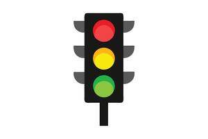Traffic Signal with Red, Yellow and Green Lights on White Background vector