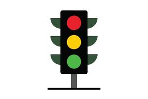Isolated Traffic Light with Red Yellow and Green Lights on White Background vector
