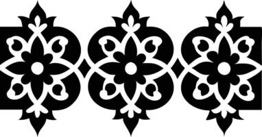 Floral Ornament Design, Black Shapes, Border, Transparent Background, Decorative Pattern vector