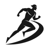 Silhouette of a muscular man running with determination on white background vector