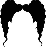 Cute Black Curly Ponytails Silhouette Design With Transparent Background Style vector