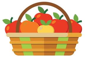 Basket of Apples Flat with Red Apples and an Orange and Yellow Apple vector