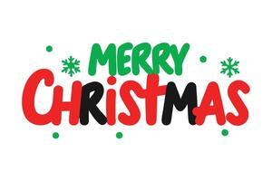 Festive Merry Christmas Calligraphy with Red and Green Drops on White Backdrop vector