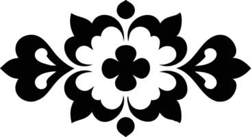 Floral Ornament with Intricate Details on White Background, Black Decorative Design vector