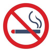 Red Circle with Line Over Cigarette and Smoke Icon on White Background vector