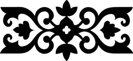 Symmetrical Floral Swirl Ornament in Black on a Transparent Background vector