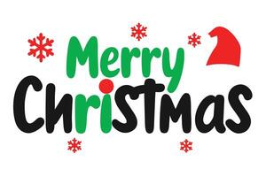 Merry Christmas text with elf character on transparent background vector