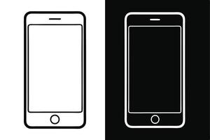 Contrast White and Black Smartphone Outlines with Rounded Edges and Minimalist Design vector