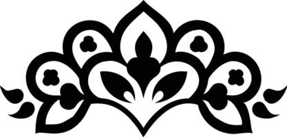 Decorative Floral Design Element in Black Color with Abstract Pattern on White vector