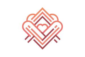 Abstract Hearts Arrangement with Lines, Geometric Shapes on White Background vector