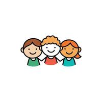 Group of Cheerful Kids Holding Hands with Cute Smiling Faces on Transparent Background vector