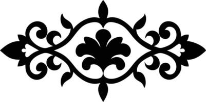 Elegant Black Ornament with Floral and Curled Leaf Elements on Transparent Background vector