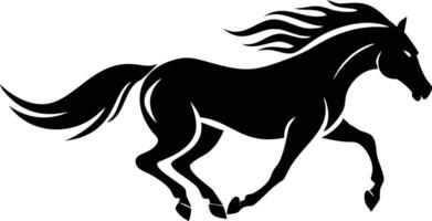 Running Horse Silhouette with Flowing Mane, Elegant Stallion Icon, White Background vector