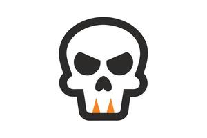 White Skull with Black Outline and Orange Teeth on Transparent Background vector