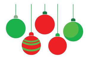 Christmas Baubles Design with Red and Green Color on White Background vector