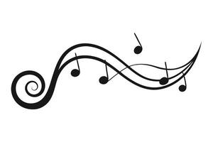 Abstract Treble Clef Musical Notes Flowing Design on Transparent Background vector
