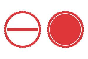 Red Scalloped Edge Circle with Horizontal Bar, Red Scalloped Edge Circle Isolated vector