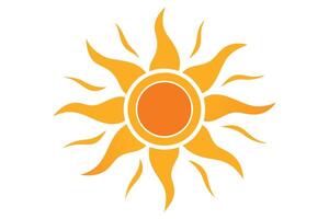 Sun Icon with Yellow Rays and Orange Circle Design on Transparent Background vector
