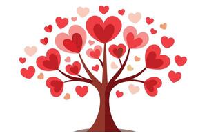 Heart Tree with Pink and Red Heart Foliage on White Background vector