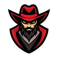 Cartoon Character with a Red Hat, Beard and Yellow Eyes on Transparent Background vector