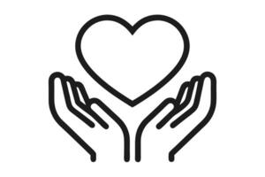 Heart In Hands Outline Icon, Line Art, Isolated on Transparent Background vector