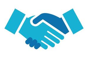 Handshake in Blue Tones on White Background, Business vector