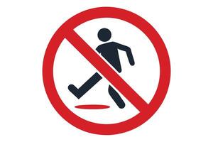 No Running Symbol with Red Circle and Line Silhouette on White Background vector