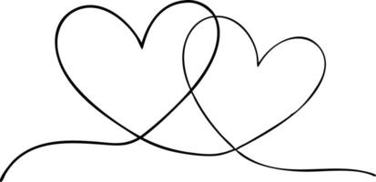 Two Hearts Continuous Line Art Design on White Background for Love Theme vector