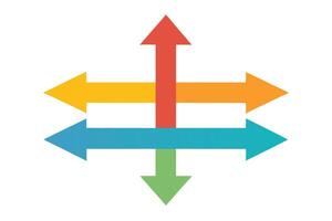 Colorful Arrow Set Points in All Directions on White Background, Flat Design vector