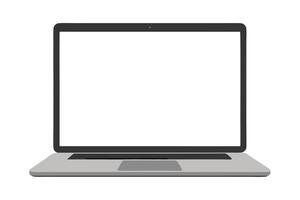 Gray Laptop Isolated on White Open with Blank Screen Simple Flat Design Style vector