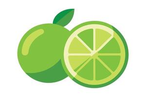 Bright Green Lime with Half Cut in Flat Style on White Background vector