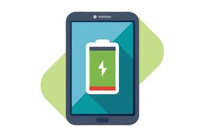 Flat Style Mobile Phone with Full Battery Indicator Isolated on White Background vector