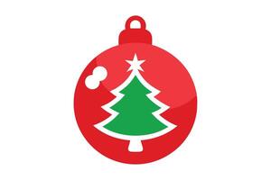 Red Christmas Ornament with Tree Icon and Star Design on a White Background vector