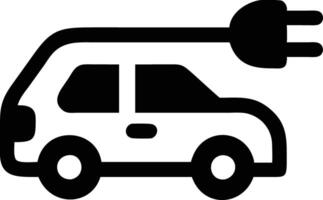 Electric Car Icon, Vehicle with Plug, Charging Symbol, Silhouette, Isolated Design vector