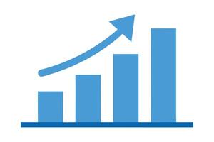 Growing Graph Bar with Arrow in Blue Color over White Background Art vector