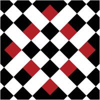 Abstract Checkerboard Pattern with Red Accent Squares over White and Black vector
