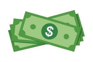 Stack of Flat Style Green Dollar Bills with Currency Symbol on White Background vector