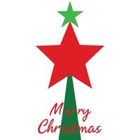 Merry Christmas Tree with Red Star, Green Star and Simple White Background vector