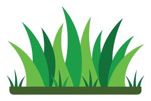 Lush Green Grass Patch with Cartoon Style on Isolated White Background vector