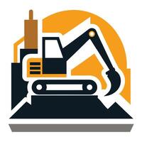 Modern Excavator Digger Icon, with Earthy Tones and Rounded Edges vector