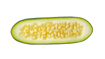 Freshly Sliced Cucumber with Visible Seeds on a Transparent Background for Culinary and Health png